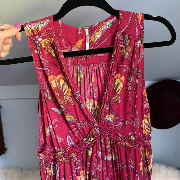 Free People Purple Haze Floral Top In Raspberry - Picture 9 of 16